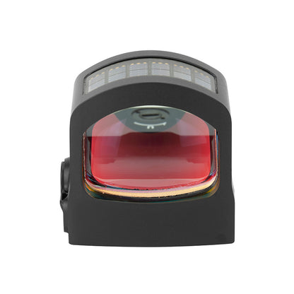 Back view of Holosun HE507C-GR X2 red dot sight showing the lens and solar panel